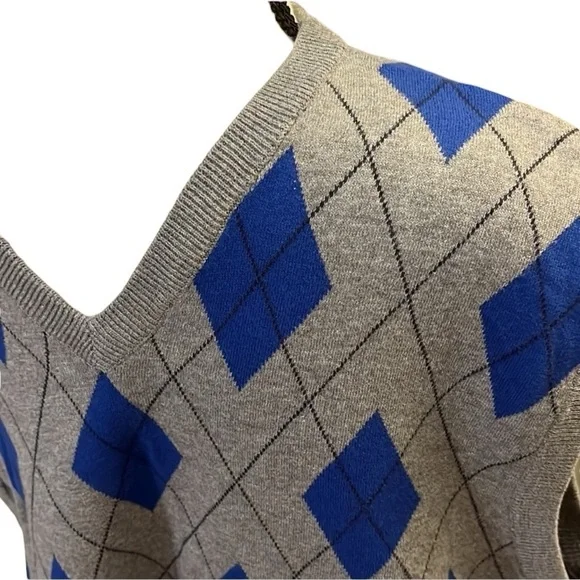 CHAPS Classic V-Neck Sweater Vest Classic Gray & Blue size XL - Picture 3 of 7